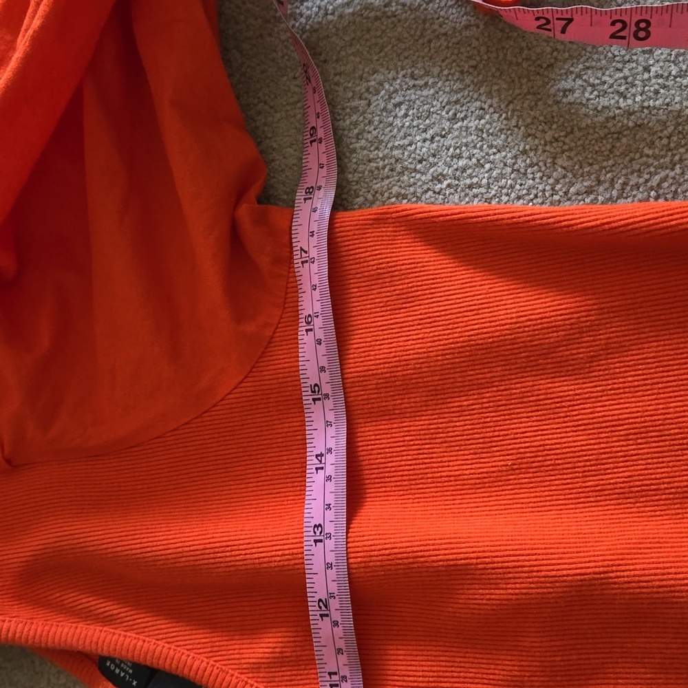 Maeve Bright Orange Puff-Sleeve V-Neck Top - Picture 9 of 13
